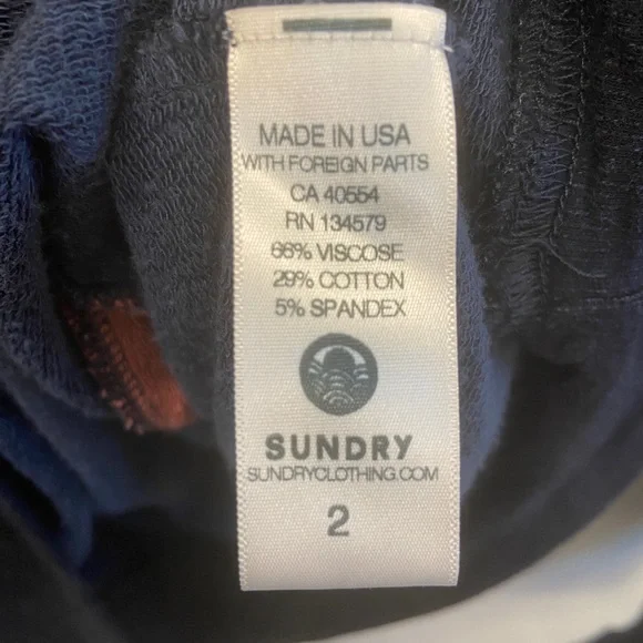 Sundry Navy Heather Burgundy Stripe Colorblock Crewneck Sweatshirt Size 2 - Picture 4 of 4